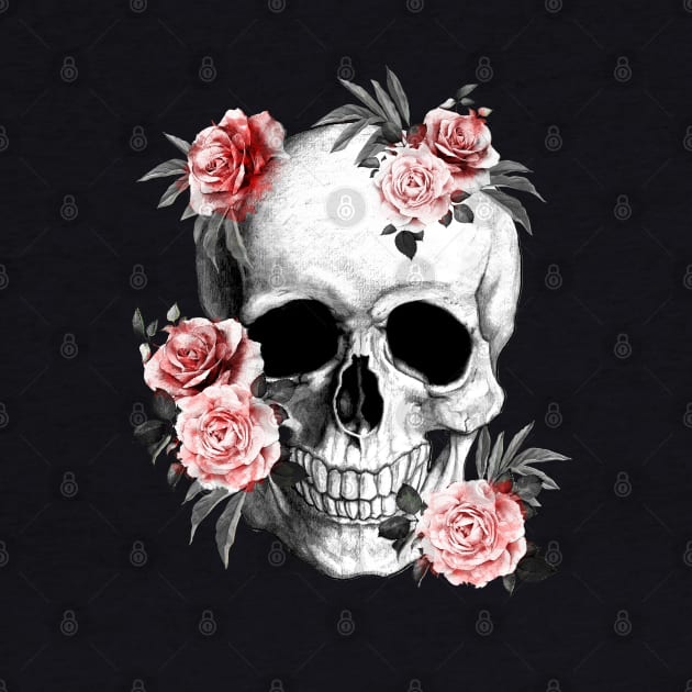 skeleton,floral,flower skull, roses by Collagedream